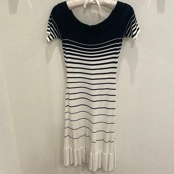 Chic BCBG black and white striped dress
